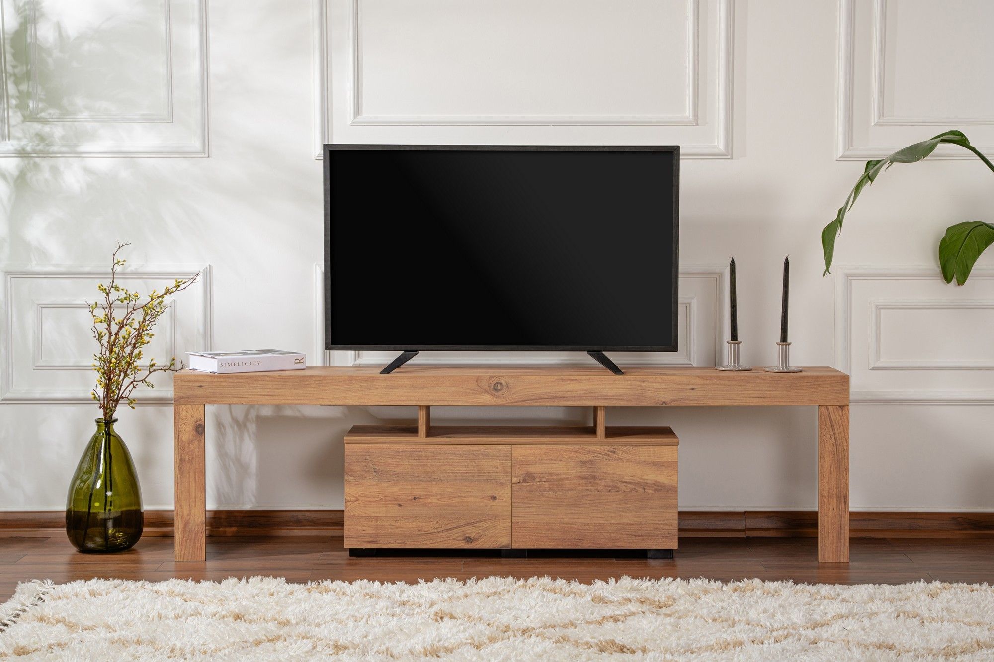 Meuble TV - ENCLAVE - Pin atlantique - 180 x 50 x 31 cm