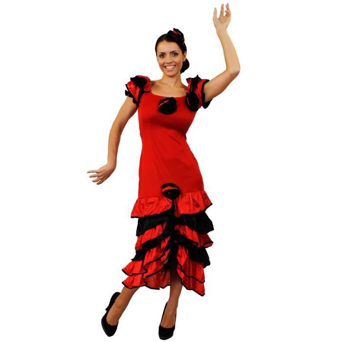 Fille robe rouge espagnole Traditionnelle Style Ruban Costume Âge 2 & 3 
