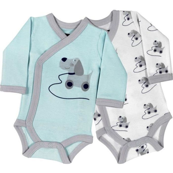 Body Bebe Croise Ouaf Lot De 2 Bleu Cdiscount Pret A Porter