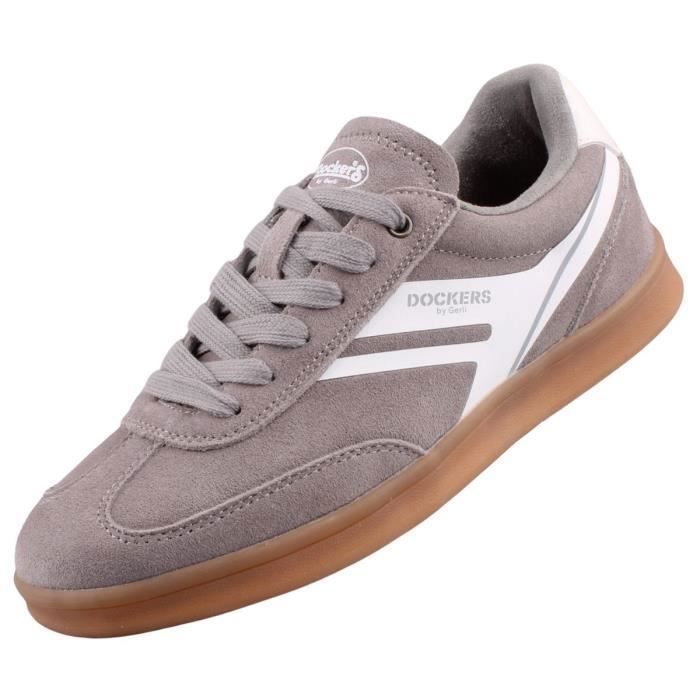 DOCKERS BY GERLI Baskets mode en cuir velours pour femme - Dockers by Gerli - 55MY201-201205 - Gris - Look rétro et cool
