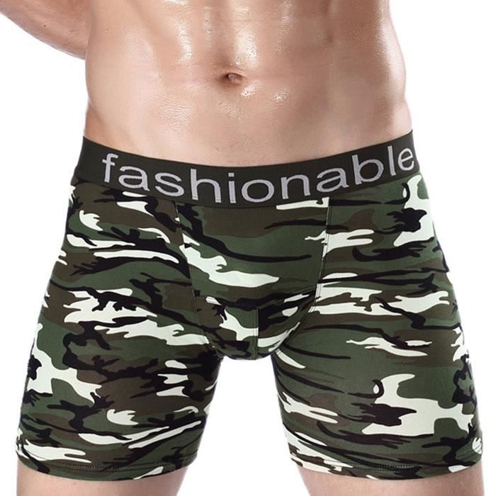 Boxer Homme Coton Imprime Camouflage Long Calecon 4 Vert Cdiscount Pret a Porter