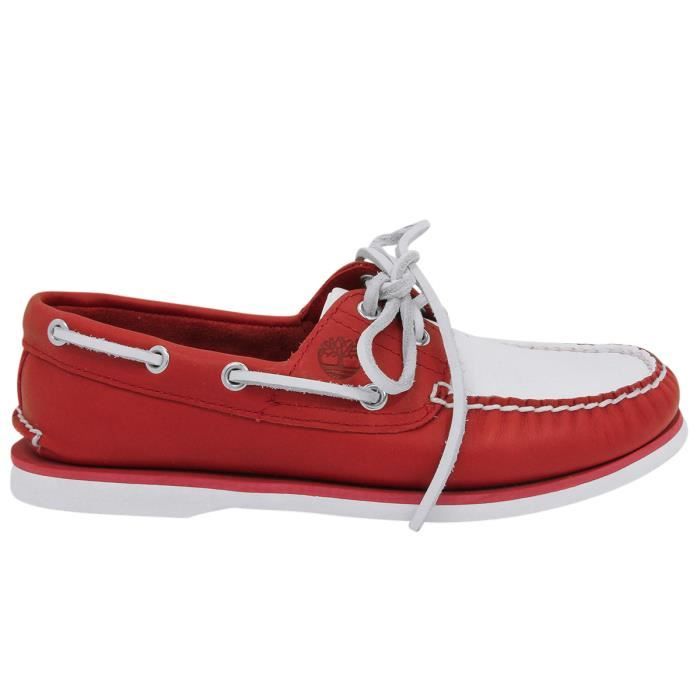 Chaussures bateau homme en cuir rouge Timberland Classic Boat 2-eye