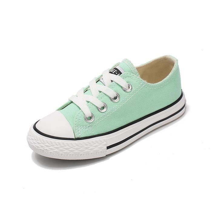 AIEVIS Basket Enfant Fille-Garcon en toile Confortable Couleur Unie - AIEVIS - Vert clair - Mixte
