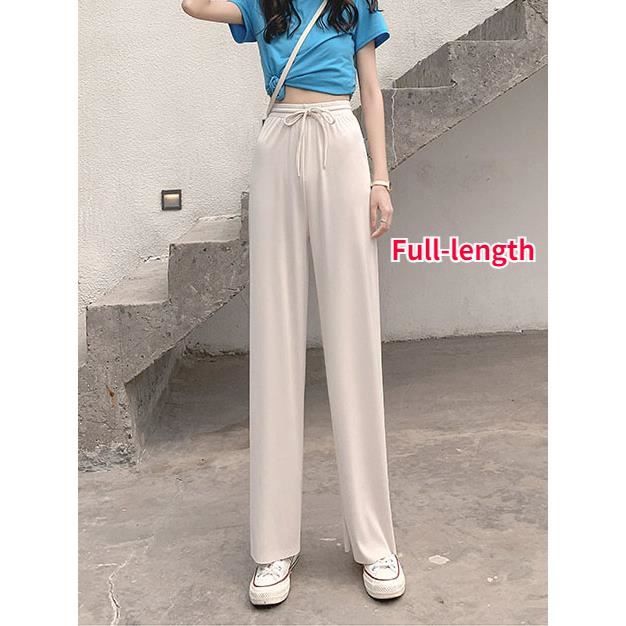 Pantalon Jogging Femme d ete simple a jambes larges pour Beige long Cdiscount Pret a Porter
