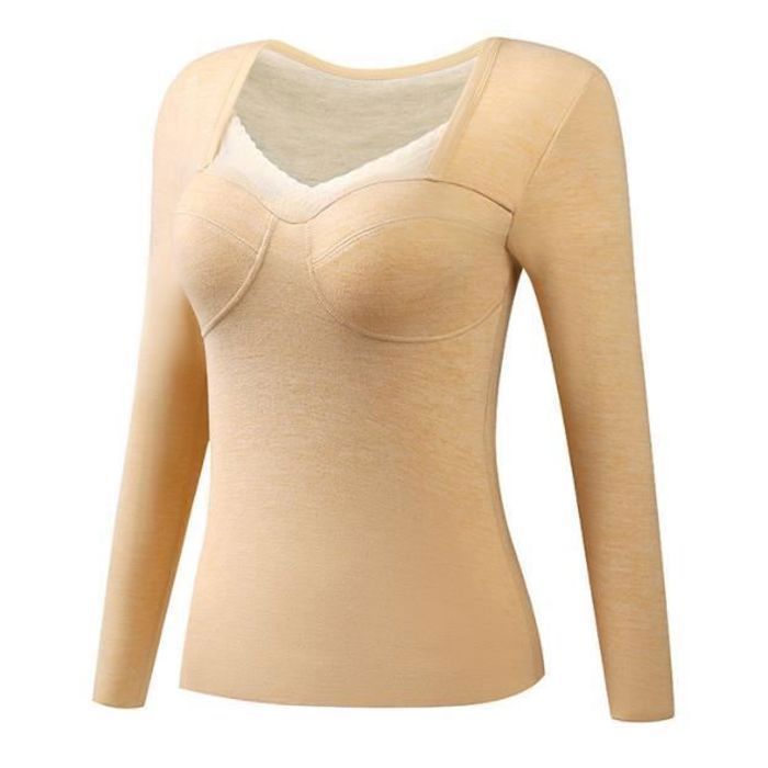 Maillot de Corps a Manches Longues Thermique pour Femme Beige