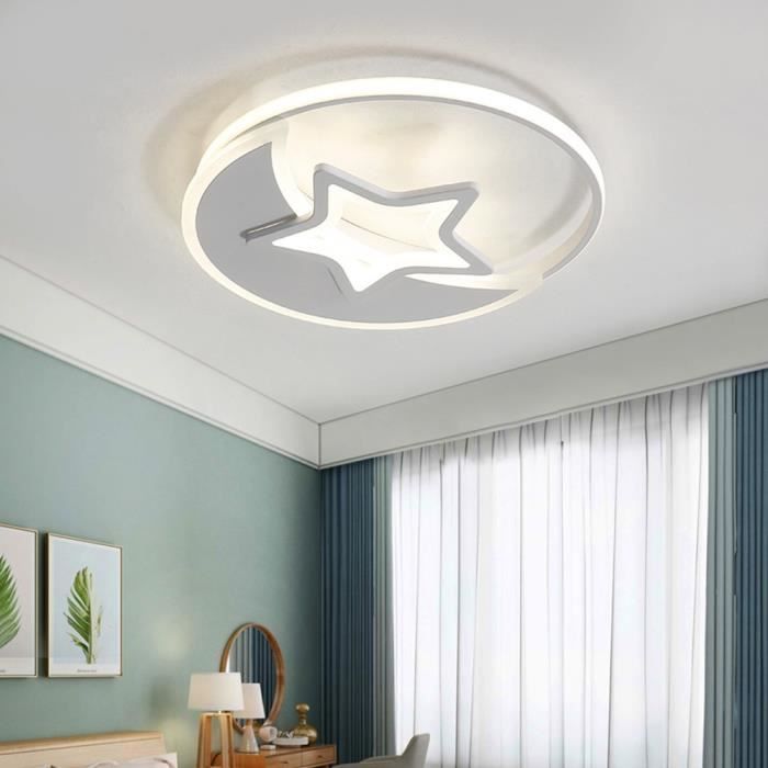 Chambre Enfant Led Plafonnier Ronde Blanc Design Luminaire Etoile Lampe De Plafond Pour Eclairage Decoration Boutique Salle A Cdiscount Maison