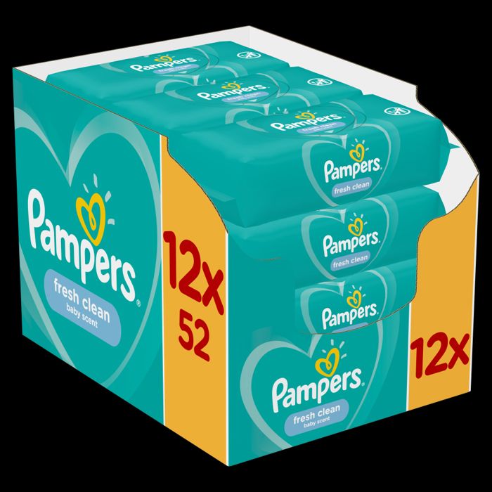 Pampers Lingettes Bebe Freshclean Lot De 12 X 52 Lingettes 624 Lingettes Cdiscount Puericulture Eveil Bebe