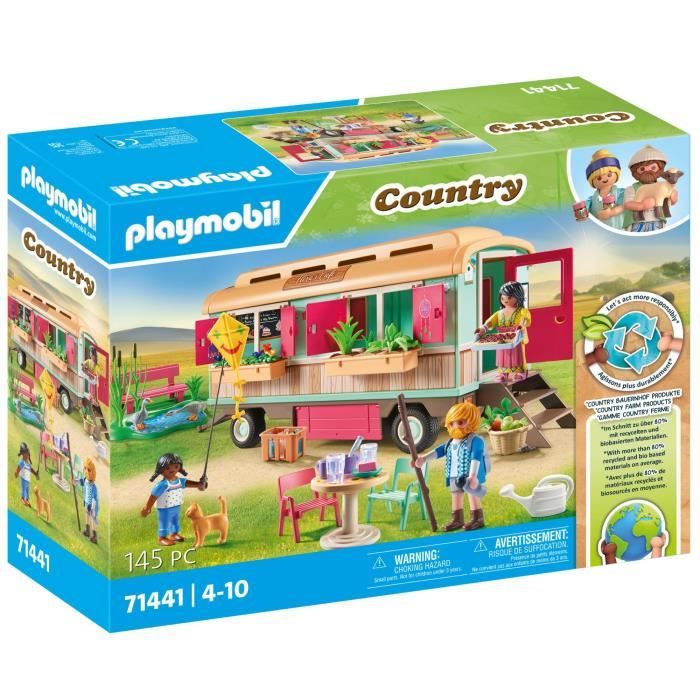 PLAYMOBIL 71441 Roulotte café boutique Country La vie à la ferme 145 pièces Dès 4 ans