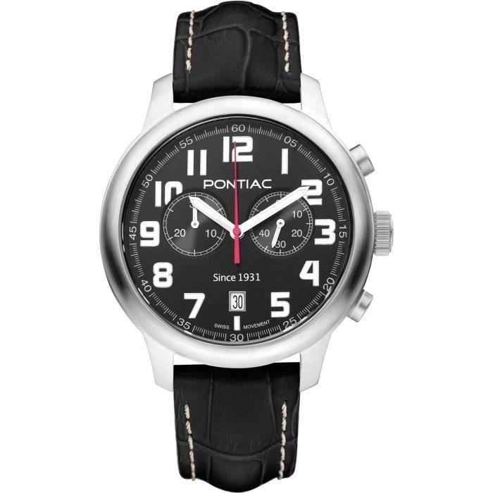 Pontiac Montre Chronographe pour Homme movement Quartz en Cuir