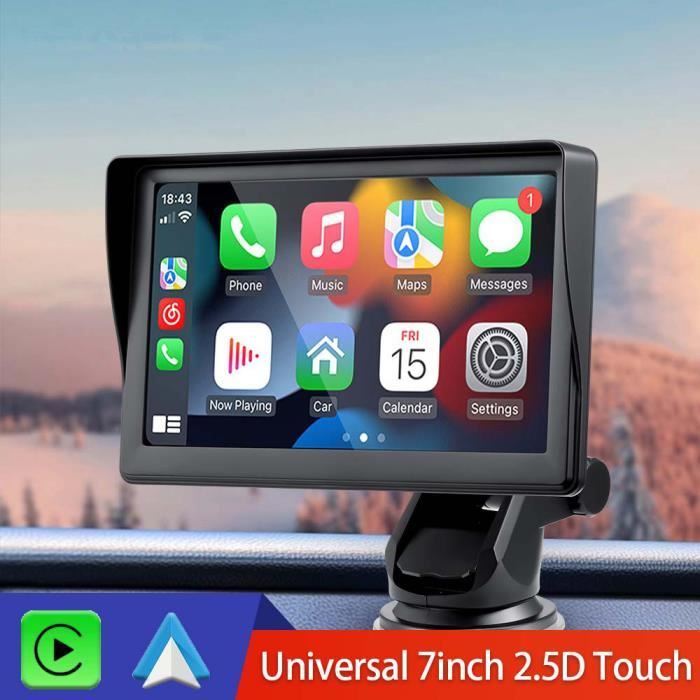 Autoradio universel 7 pouces lecteur vidéo multimédia sans fil Portable Apple CarPlay Android Auto écran tactile pour BMW VW Kia