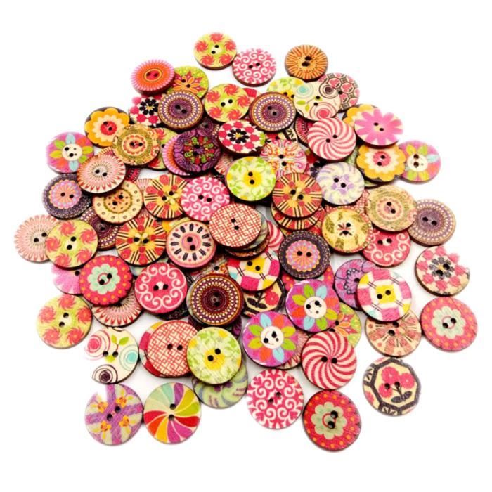 QUARKZMAN - 30 Boutons Ronds En Bois Noir, 20mm (4/5") - Parfait Pour Couture, DIY & Décoration - 12
