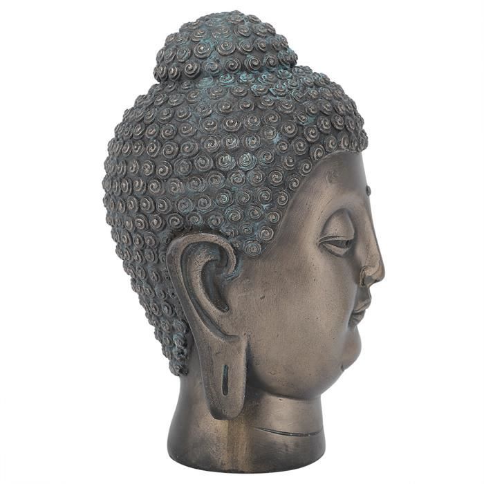 Statue Résine Tête de Bouddha Or H25 X L12 X P12 - Décoration