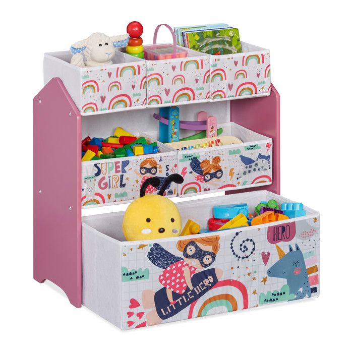 Relaxdays Étagère enfants à 6 tiroirs pour fille commode à jouets pour chambre denfant HLP 66x63x30 cm multicolore