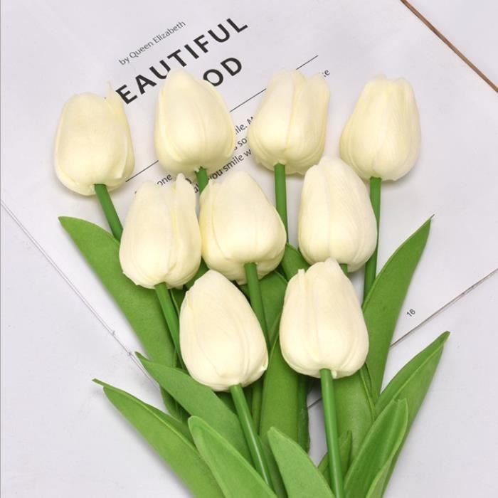 10pcs Mini Fleur Artificielle de Tulipe Blanche, fausse fleur de décoration  de maison, tulipe artificielle de sensation de plante - Cdiscount Maison