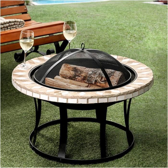 MODRYER Table Brasier Extérieur Camping Barbecue Grill Chauffage Bol