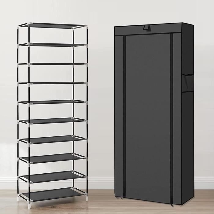 Portant à Vêtements Avec étagère à Chaussures JIUYOTREE – Qualité Commerciale, Rangement Pratique, Noir