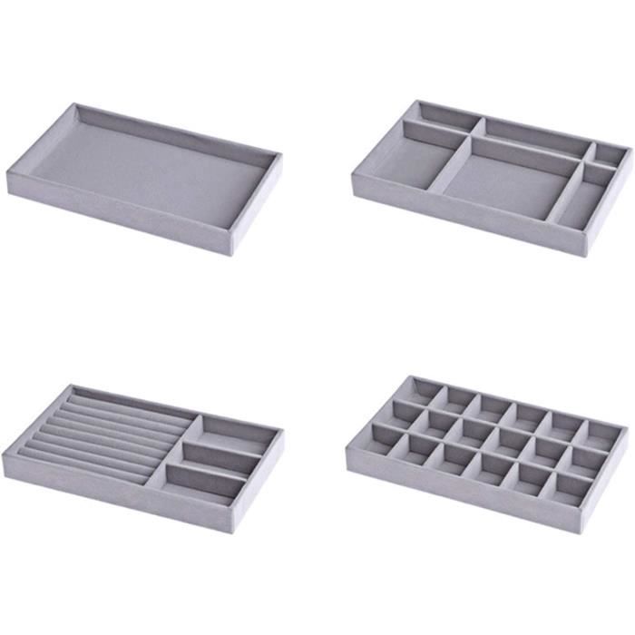 Lot De 8 Plateaux à Bijoux En Velours Beige - Organisateurs Empilables Pour Tiroirs - Rangement Boucles D'Oreilles, Bagues, Colliers