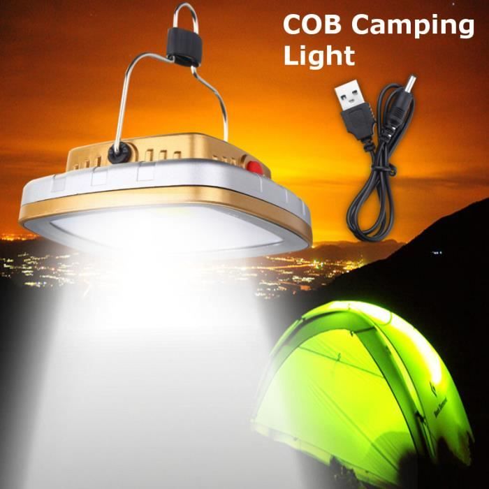 Portable 3 W 300 lm COB DEL Solaire rechargeable USB Camping éclairage Lampe Avec Crochet
