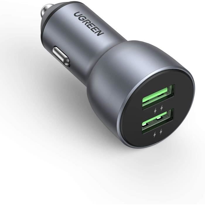 Gris Couleur ACAMPTAR 9V2A USB Chargeur de Voiture 1 Port 18W Recharge Rapide de Voiture Dédié Qc3.0 Chargeurs Classiques Noir 