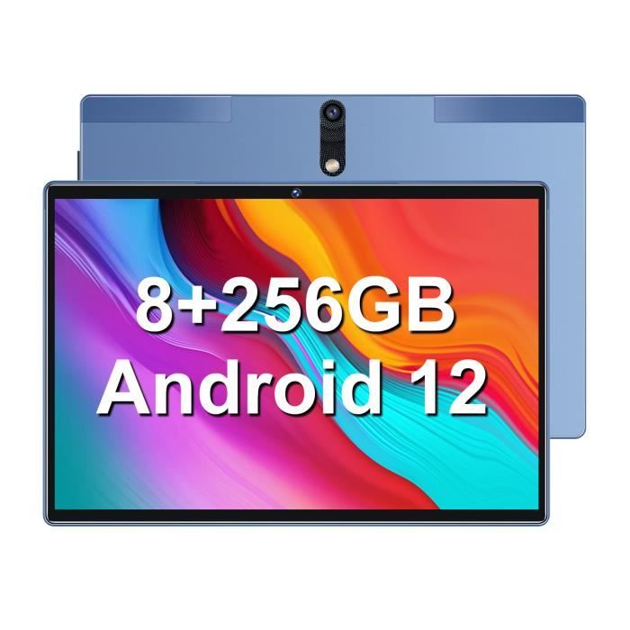 Tablette Tactile S18 10 Pouces Android 12, 8 Go RAM + 256 Go ROM-1 To  Extensible Octa-Core Tablette avec WiFi-6 7000mAh Bleu