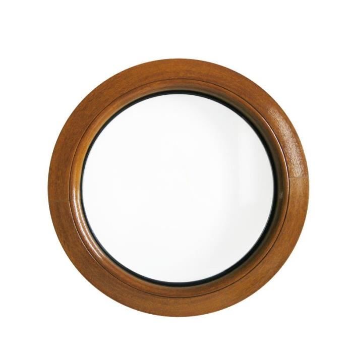 VEKA Fenêtre ronde à la française PVC Oeil de boeuf en couleur Chêne Doré effet bois 