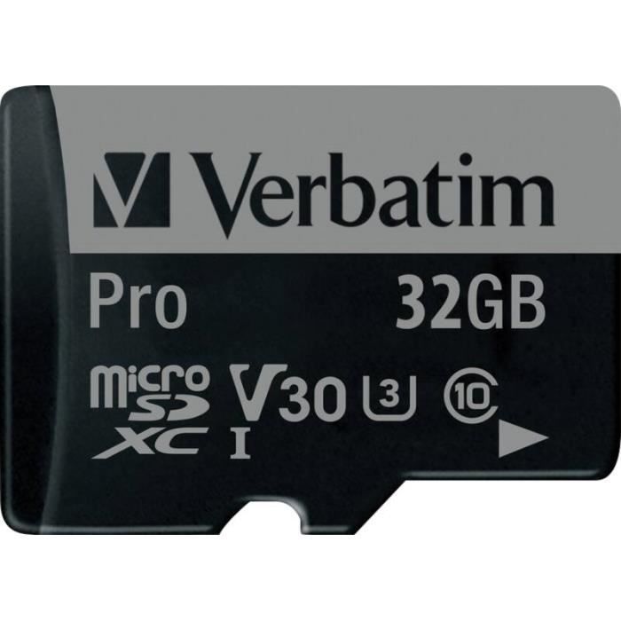 Carte mémoire microSDXC 128 Go avec adaptateur de carte SD, U3, UHS-I verbatim