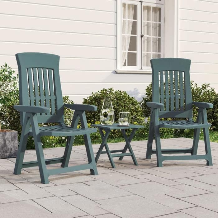 Vidaxl PP Chaises inclinables de jardin Lot de 2 - vue 2
