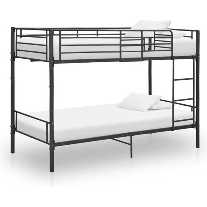 vidaXL Lit superposé sans matelas noir métal 90x200 cm 287910