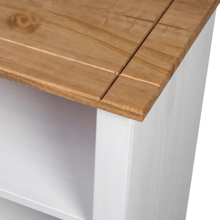 Bibliothèque en pin massif blanc VINGVO - 3 étagères et 1 tiroir spacieux - 80x35x110 cm