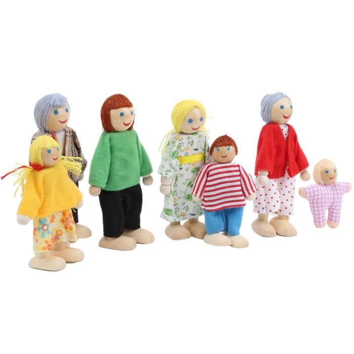 BEAHING Ensemble de poupée familiale, Ensemble de Jeu poupées familiales, poupée Enceinte avec Papa et 3 Enfants, 5 Personnes avec Accessoires Maison