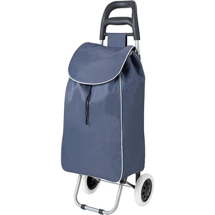 MONZANA Chariot De Courses Gris 56 Litres 3en1 - Pliable Avec Compartiment Isotherme Et Poignée Réglable