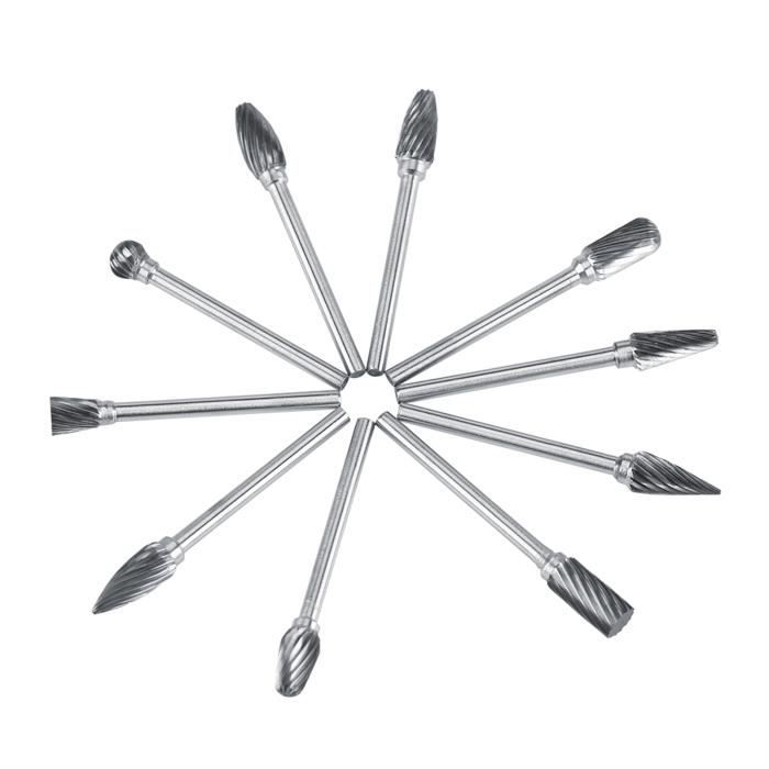 Lot De 10 Fraises Rotatives HPMAISON - Tige 3mm, Tête 6mm Pour Bois, Métal, Gravure Et Polissage