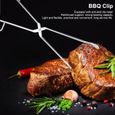 HURRISE Pince pour barbecue Ustensiles de cuisine Ciseaux alimentaires en acier inoxydable Barbecue Clip alimentaire grillé Pinces-1
