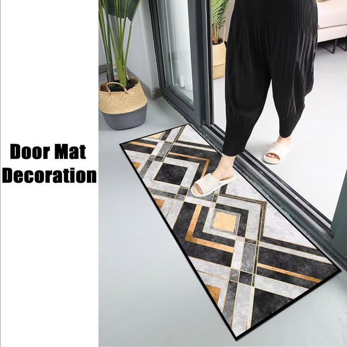 Tapis de Cuisine Lavable antiderapant Tapis de Passage au Metre Long Couloir Marron 100X350CM, Moderne Géométriques 3D Tapis Entree Interieur, Tapis de Sol Cuisine pour Salon Chambre Paillasson