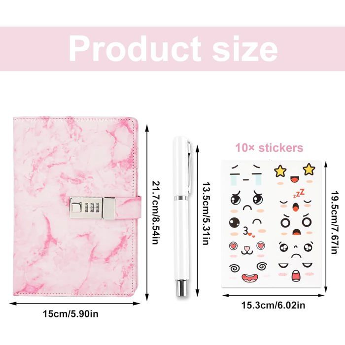 BDHYYM Carnet Secret avec Code,Cahier Secret pour Fille,Journal Intime avec Code,Journal Intime Fille,Agenda Secret Fille,avec Stylo à Bille en Métal et Autocollant,Carnet Secret A5 en Cuir PU/21x15cm BDHYYM Carnet Secret avec Code,Cahier Secret pour Fille,Journal Intime avec Code,Journal Intime Fille,Agenda Secret Fille,avec Stylo à Bille en Métal et Autocollant,Carnet Secret A5 en Cuir PU/21x15cm