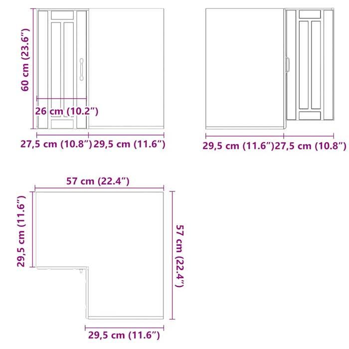 Gris Vitrine d'angle murale de cuisine - Meuble pour cuisine - Étagère ...