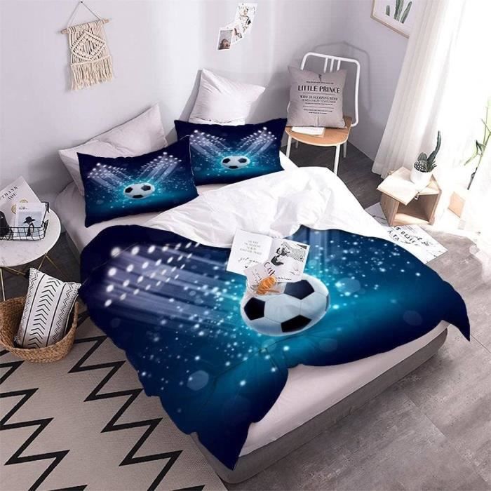 Housse De Couette Fc Barcelone 240x220 Housse De Couette FC Barcelone 3D - 3 Pièces King 220x240 Cm - Microfibre Douce - Fermeture éclair Parure De Lit Fc Barcelone 1 Personne