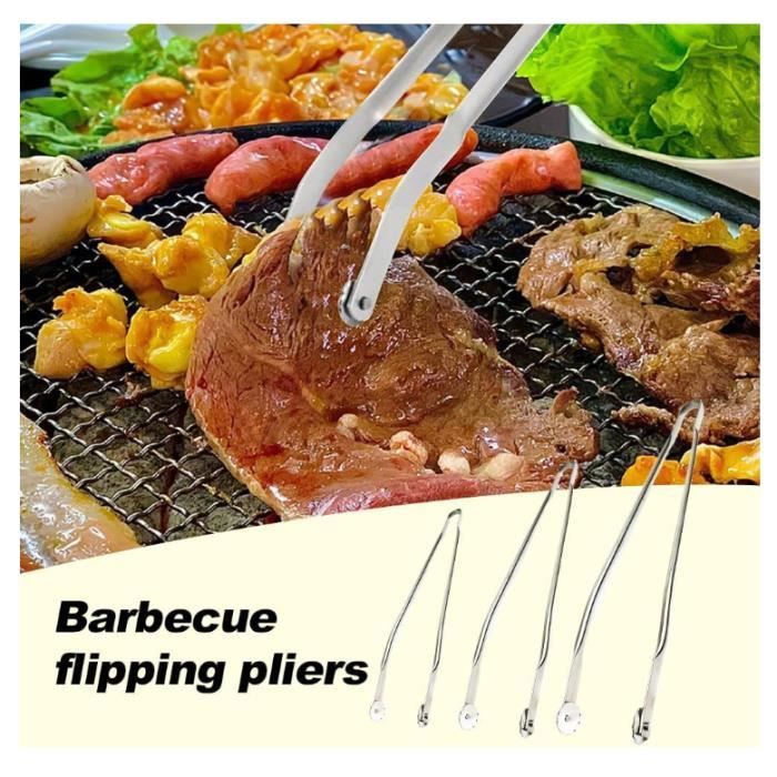 Pince Barbecue Réversible à Roulette TAIZER - Pince à Saucisses En Acier Inoxydable 38cm