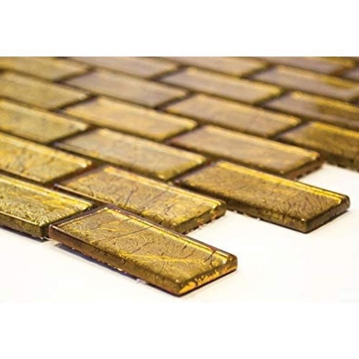 Mosaïque Or MOSANI MOS120-0784 – Structure Miroir – 30x30 Cm – Pour Cuisine/salle De Bain