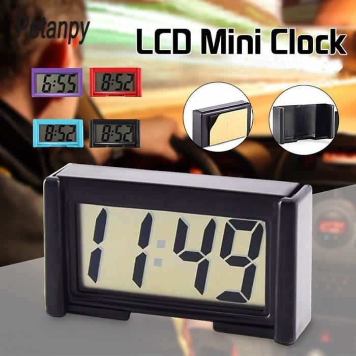 Écran LCD Mini horloge numérique intérieur voiture Auto bureau tableau bord  hor.