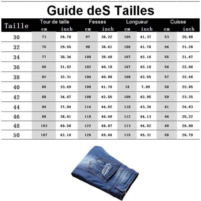 Taille américaine jean sale homme