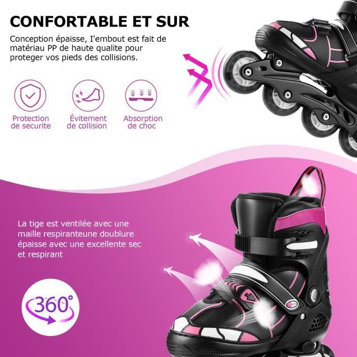 Roller fille - Roller en ligne réglable - Roller femme - Rollers Enfants -  Roller lumineuse ajustable S(31-34 )M(35-38)L(39-42) - Achat / Vente Rollers  en Ligne Enfant Adu - Cdiscount