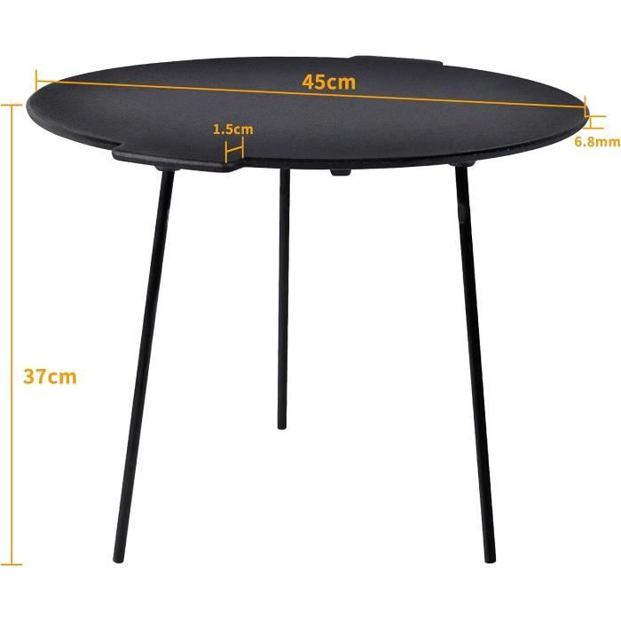 Plaque De Cuisson Ronde En Fonte 45cm Avec Pieds - Pour Barbecue, Camping, Jardin - 4
