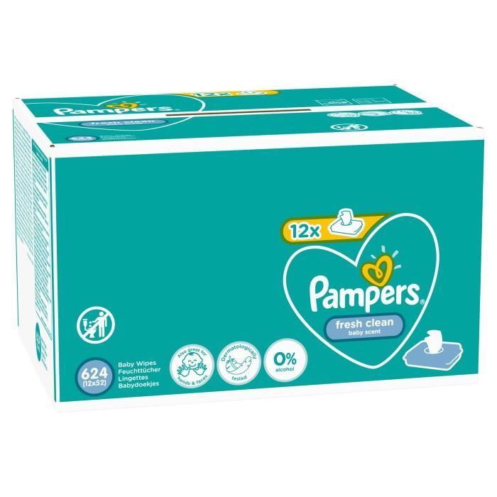 Lingettes Bébé - Pampers Fresh Clean - Lot de 15 Paquets de 80 (1200  Lingettes) - Lingettes bébé - Achat & prix