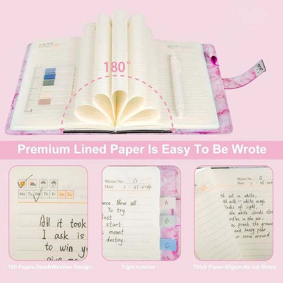 MHwan Carnet Secret Fille, Coffret Cadeau 6 Pièces pour Fille, Livré avec sac Cadeau, Journal Intime Fille avec Couverture en Cuir PU Imperméable, Cadeaux de Vacances Exquis pour Les Filles