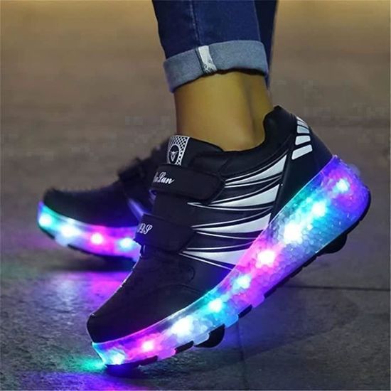Chaussures à Roulettes LED Rétractables 3 En 1 – Patins Enfants Avec Lumières Clignotantes, Cadeau Fun Pour Fille Et Garçon