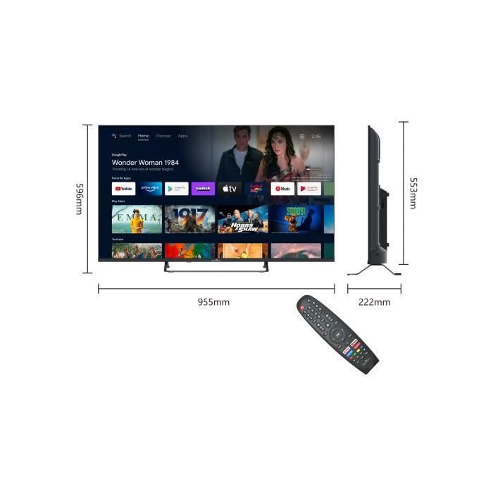 Téléviseur 40 pouces (102 cm) Smart TV DLED Full HD avec WiFi et Bluetooth  intégré HITACHI - 40HB6T62 Noir - Cdiscount TV Son Photo
