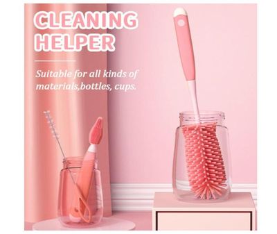Brosse Biberon 3 En 1 Silicone – Goupillon, Brosse Tétine Et écouvillon Paille – Pour Toutes Les Tailles De Biberons – Sans Rayure