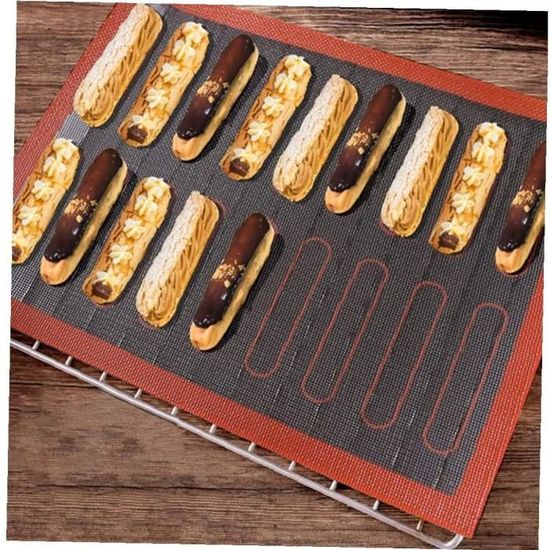 18 Eclairs Tapis de Cuisson Anti-adhésif en Silicone Outil de Pâtisserie pour Cookie Pain Biscuits Puff Eclair 