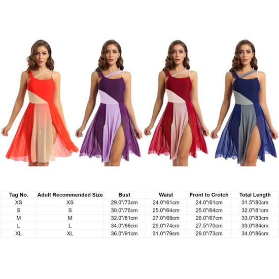 Robe Danse Femme Ranrann Femme Robe Danse Lyrique Contemporaine Moderne Sans Manches Justaucorps Gymnastique Costume Spectacle Tenue Danseuse Dancewear S-XXL Bleu S Tenue Pole Dance